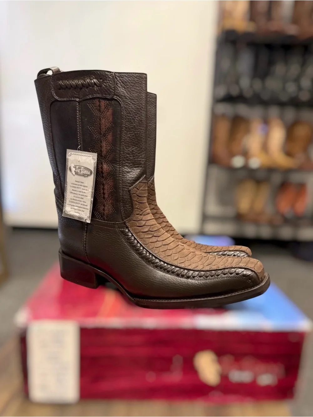 La Sierra Zipper Western Boots Brown 9.5